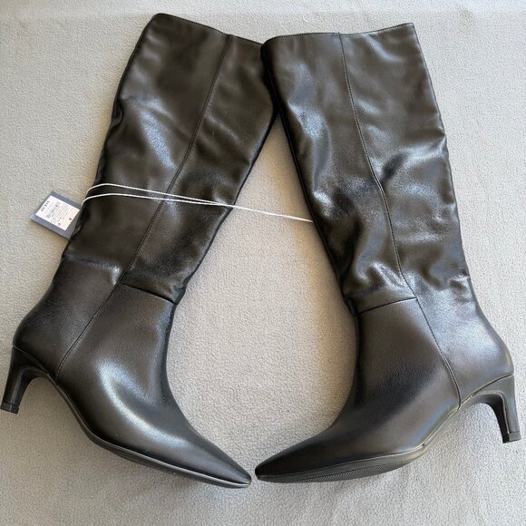 Womens Kendra Kitten Heel Tall Boots - Universal Thread Black 8 - Picture 5 of 11